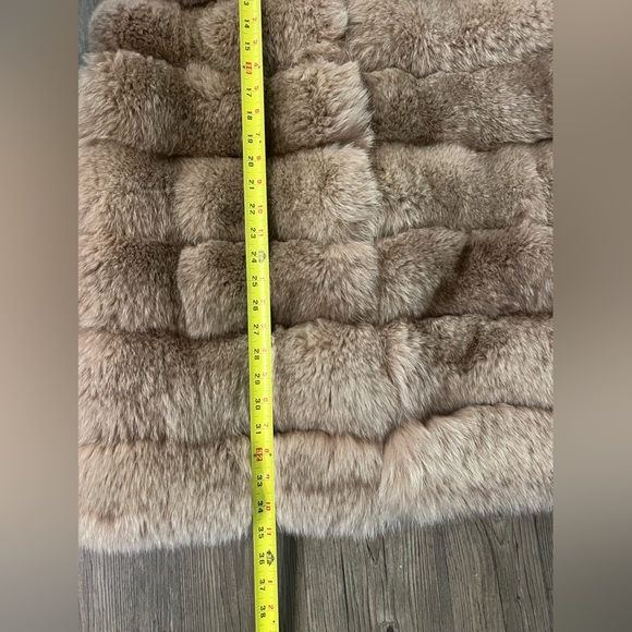 Custom $1K Real Fox Fur Plush Long Vest Gilet Jacket coat beige XL 12/14/16 mink - Picture 11 of 16